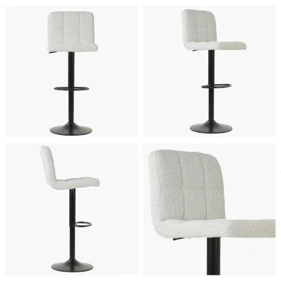 Troy Bar Stool Cream Boucle Fabric & Black Base