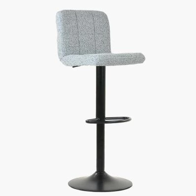 Troy Bar Stool Grey Boucle Fabric & Black Base