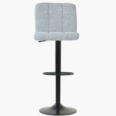 Troy Bar Stool Grey Boucle Fabric & Black Base