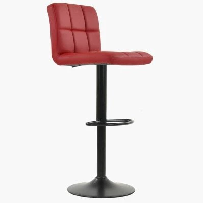 Troy Bar Stool Wine Red Leather & Black Base