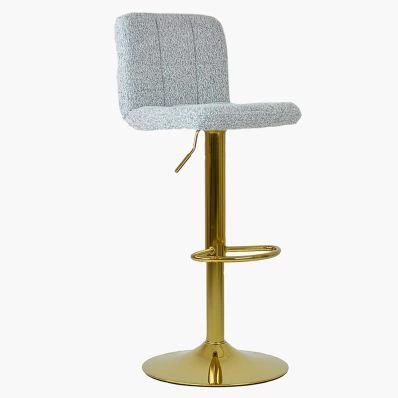 Ulpha Bar Stool Grey Boucle Fabric & Gold Base