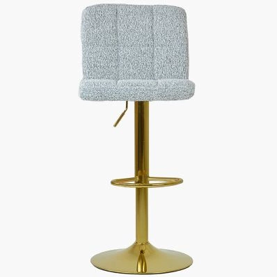 Ulpha Bar Stool Grey Boucle Fabric & Gold Base