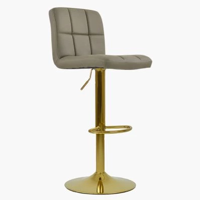 Ulpha Bar Stool Taupe Leather & Gold Base