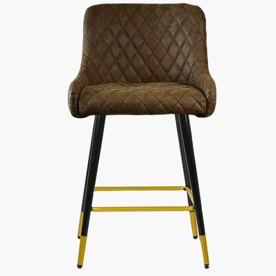 Vault Bar Stool Aged Brown Leather & Black \ Gold Leg