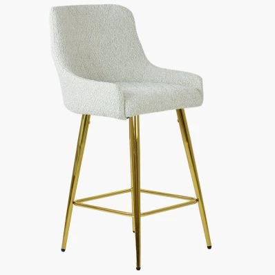 Vault Bar Stool Cream Boucle Fabric & Gold Leg