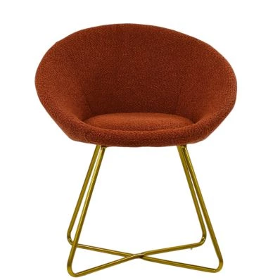 Herc Vanity Chair in Orange Boucle Fabric