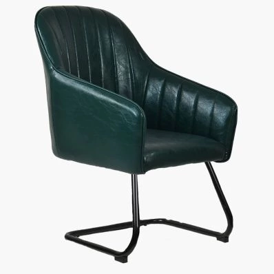 Wickham Dining Chair Bottle Green Faux Leather & Black Legs