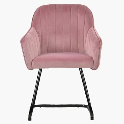 Wickham Dining Chair Pink Velvet & Black Legs