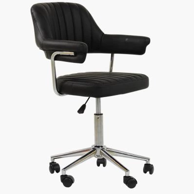 Yale Office Chair Black Faux Leather & Chrome Base