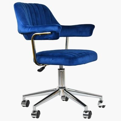 Yale Office Chair Blue Velvet & Chrome