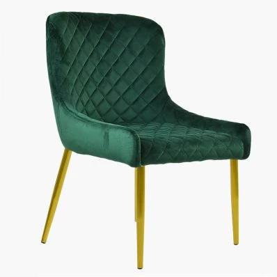 Heron Dining Chair Green Velvet & Gold Legs