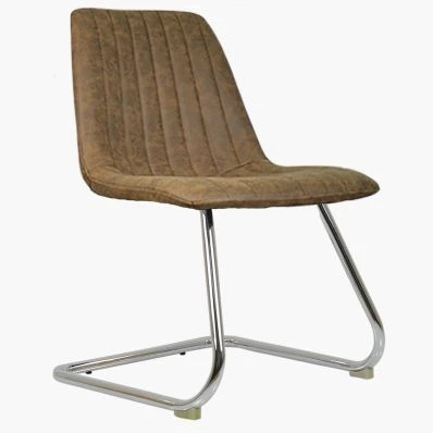 Zephyr Dining Chair Antique Brown Faux Leather & Chrome Leg