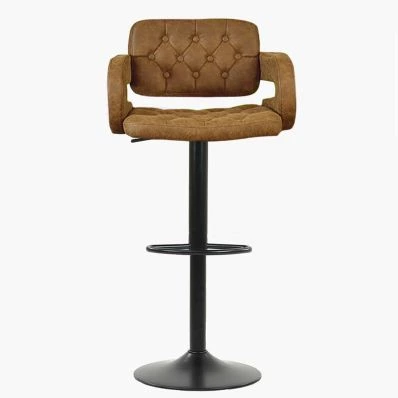 Zeus  Bar Stool Antique Brown Leather & Black Base