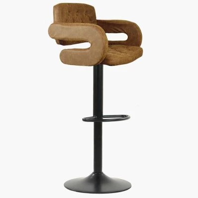 Zeus  Bar Stool Antique Brown Leather & Black Base