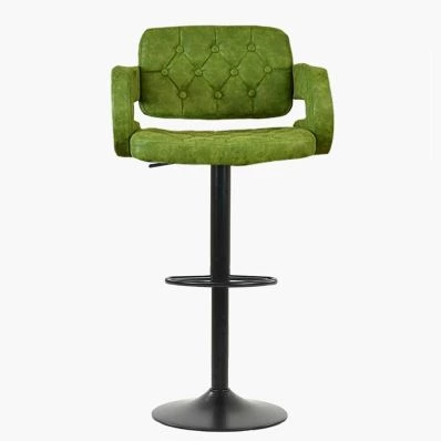 Zeus Bar Stool Vintage Green Leather & Black Base