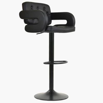 Zeus Bar Stool Black Leather & Black Base