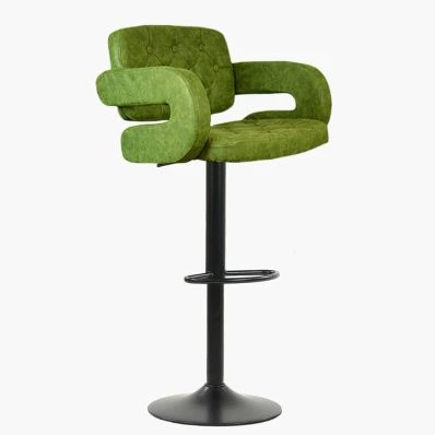 Zeus Bar Stool Vintage Green Leather & Black Base
