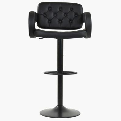 Zeus Bar Stool Black Leather & Black Base