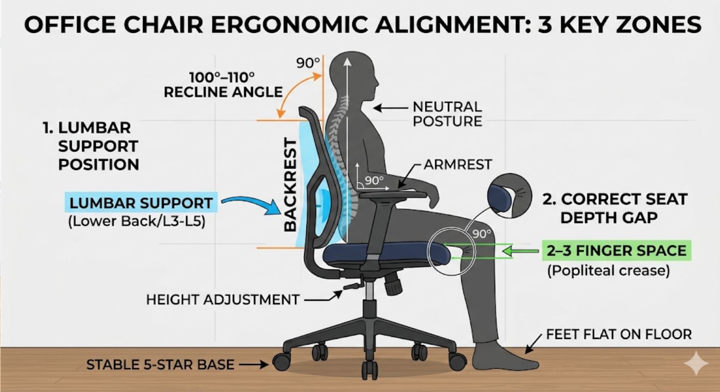 Back Support Explained: Lumbar, Tilt & Seat Depth Simplified