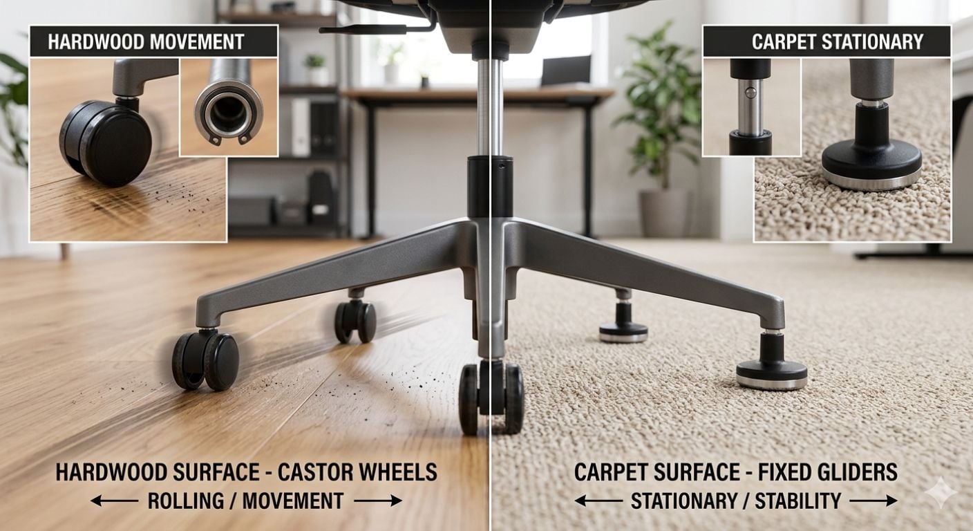 Castors vs Gliders on Office Chairs: What is the Difference?
