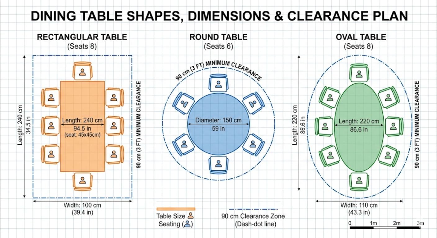 Dining Table Size Seating Guide