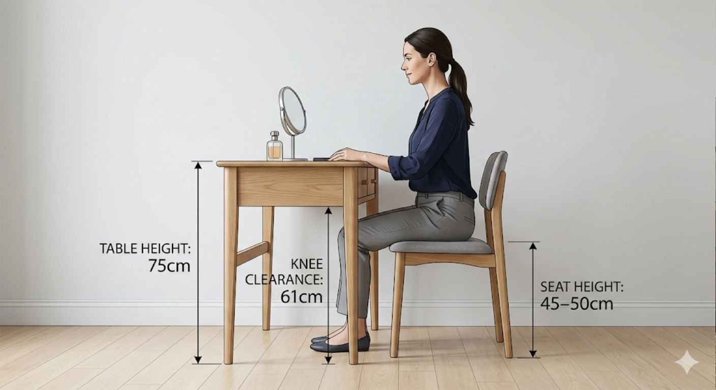 Dressing Table Chair Height Guide: Common Table Heights Explained