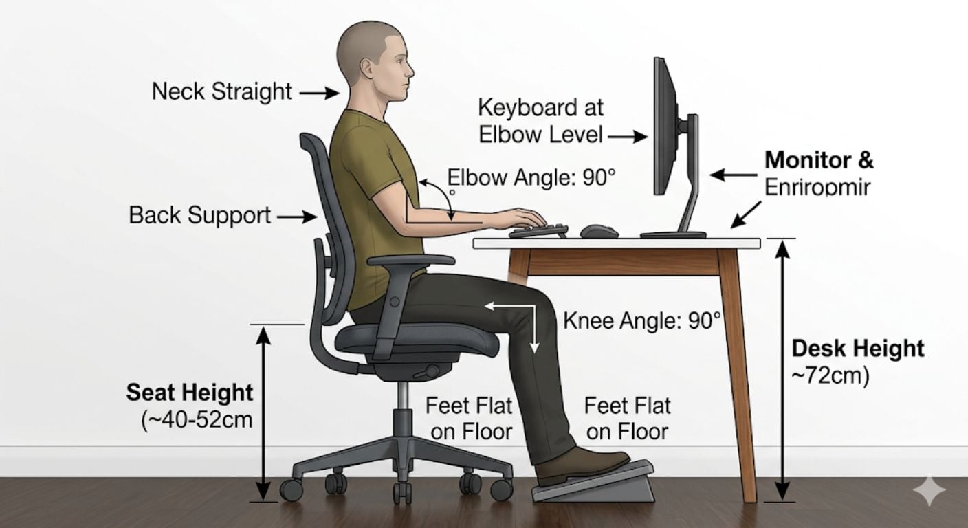 How to Set Chair Height Properly: Desk Height & Elbow Angle