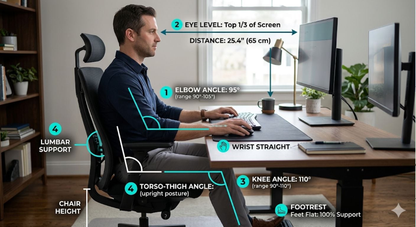 How to Set Up Your Desk Chair: Height, Armrests & Screen Position