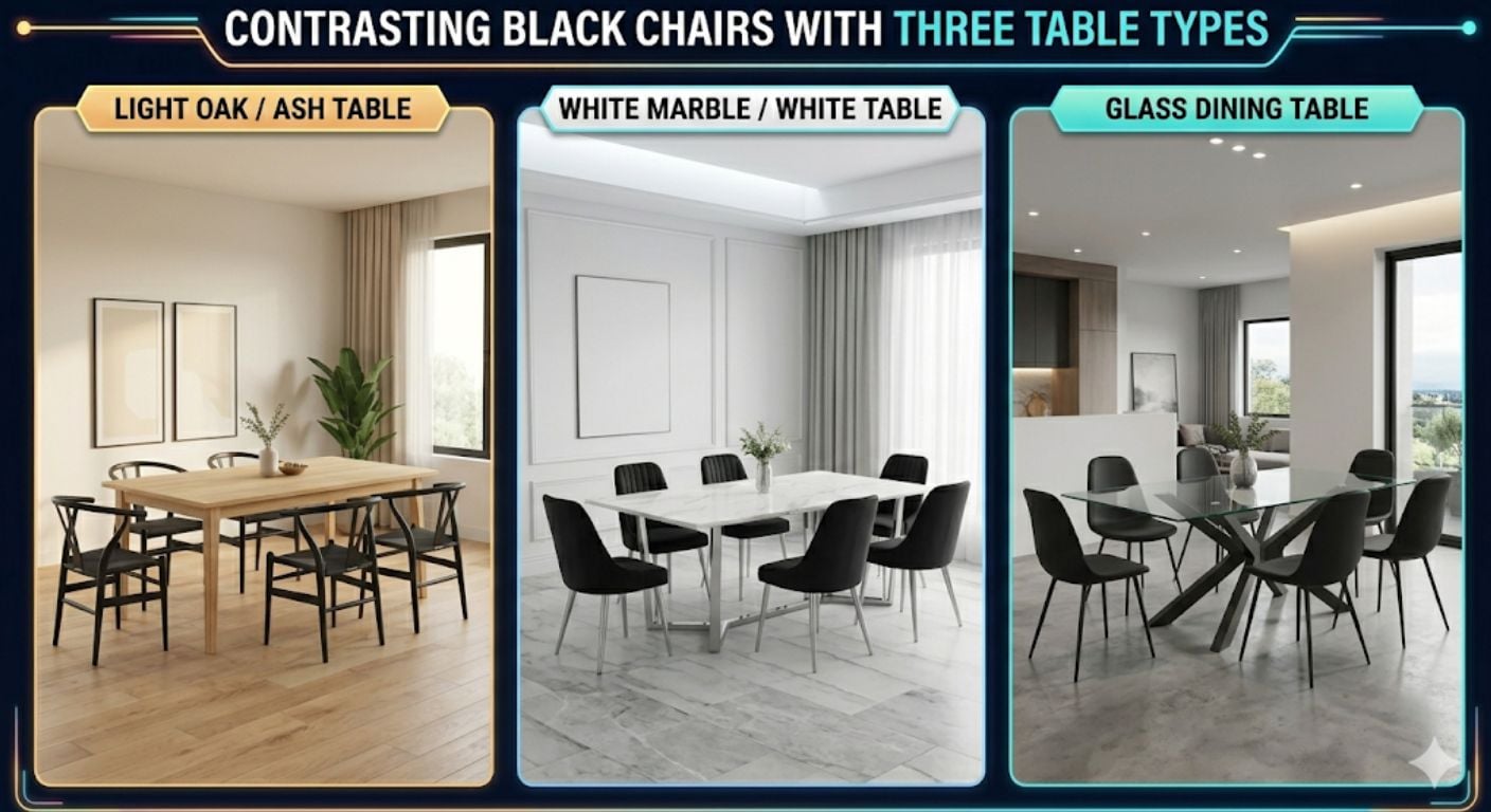How to Style Black Dining Chairs: Pairing, Contrast & Table Ideas
