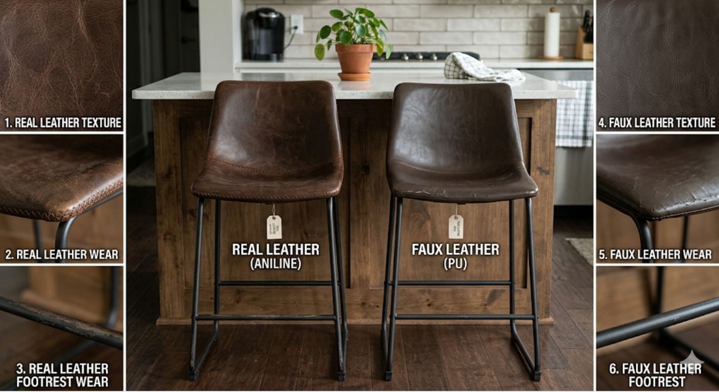 Leather Bar Stools: Real vs Faux, What to Expect & How to Clean