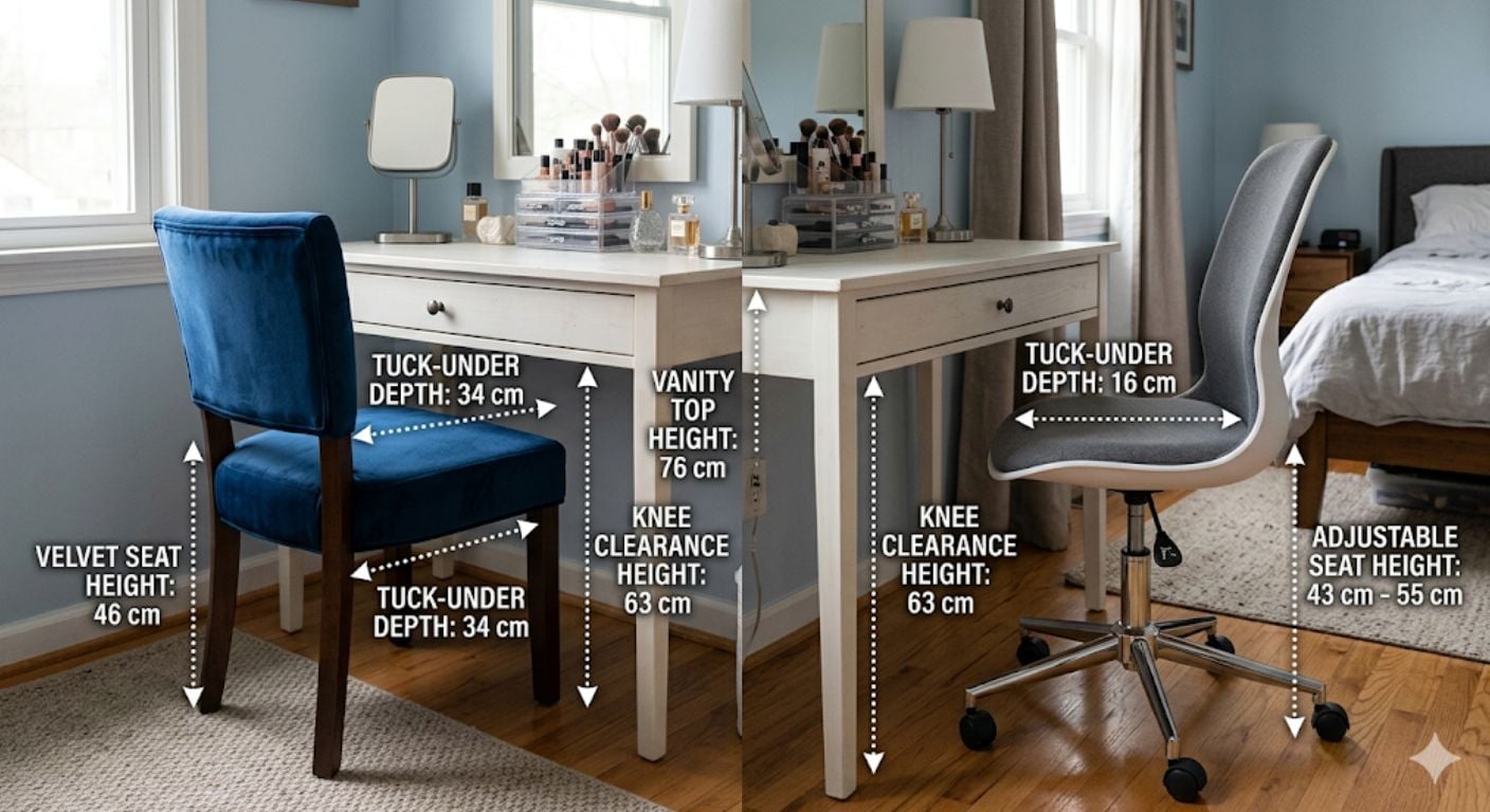 Makeup Vanity Chair: Comfort, Height & Aesthetic Tips