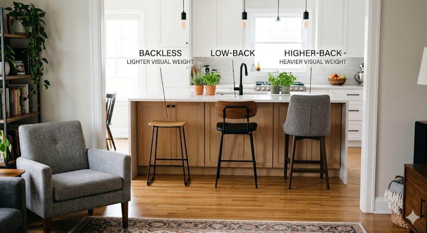Bar Stools for Open-Plan Kitchens: Visual Weight & Material Selection