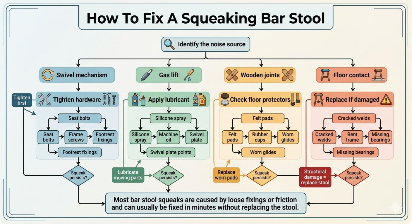 How to Fix a Squeaking Bar Stool infographic