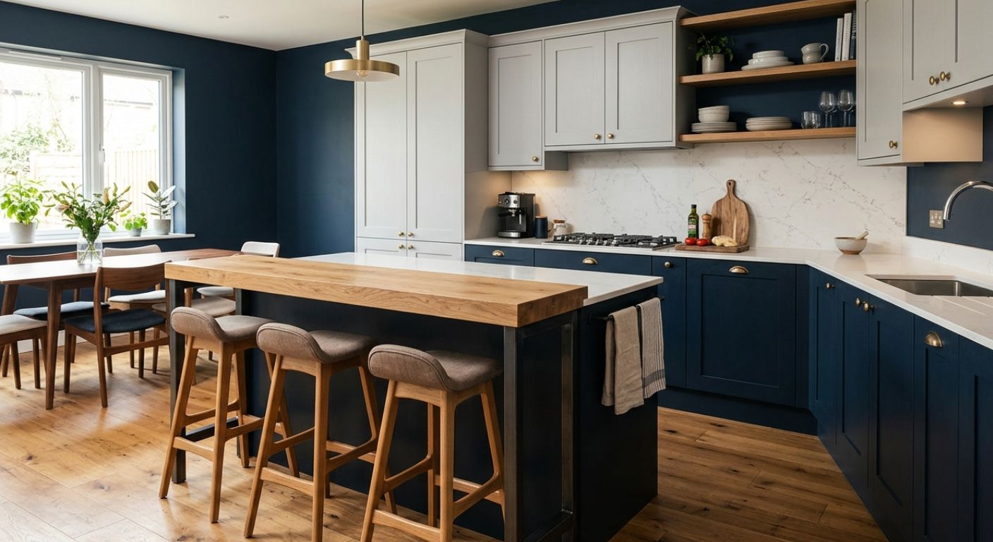 7 Navy Blue & Grey Kitchen Ideas photo