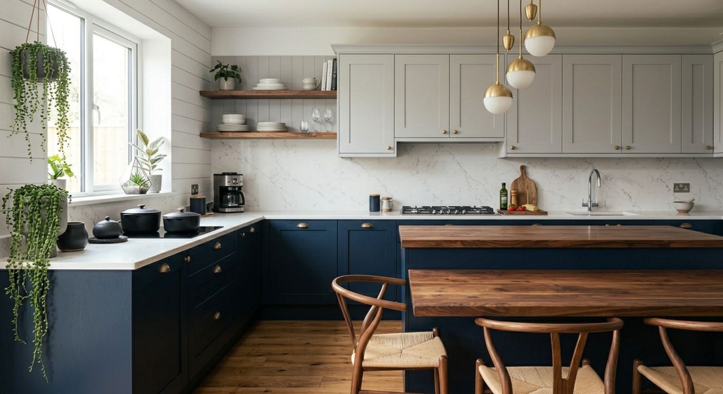 7 Navy Blue & Grey Kitchen Ideas image