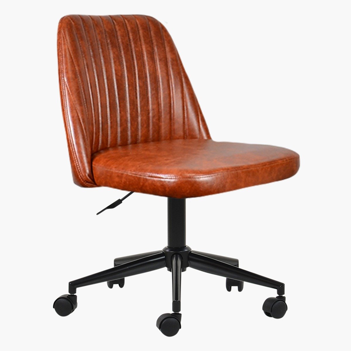 Barelo Office Desk Chair – Vintage Brown Leather with Black Base