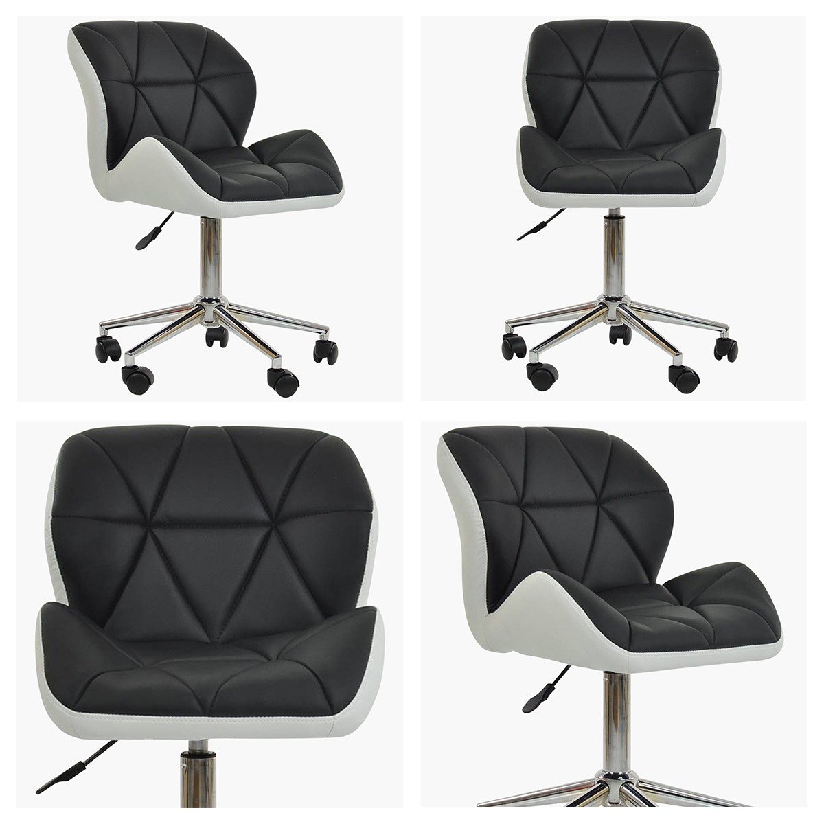 Peris Black & White Leather Small Home Swivel Office Chair