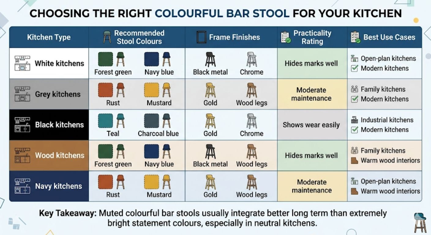 Brighten Your Kitchen With Colourful Bar Stools infographic