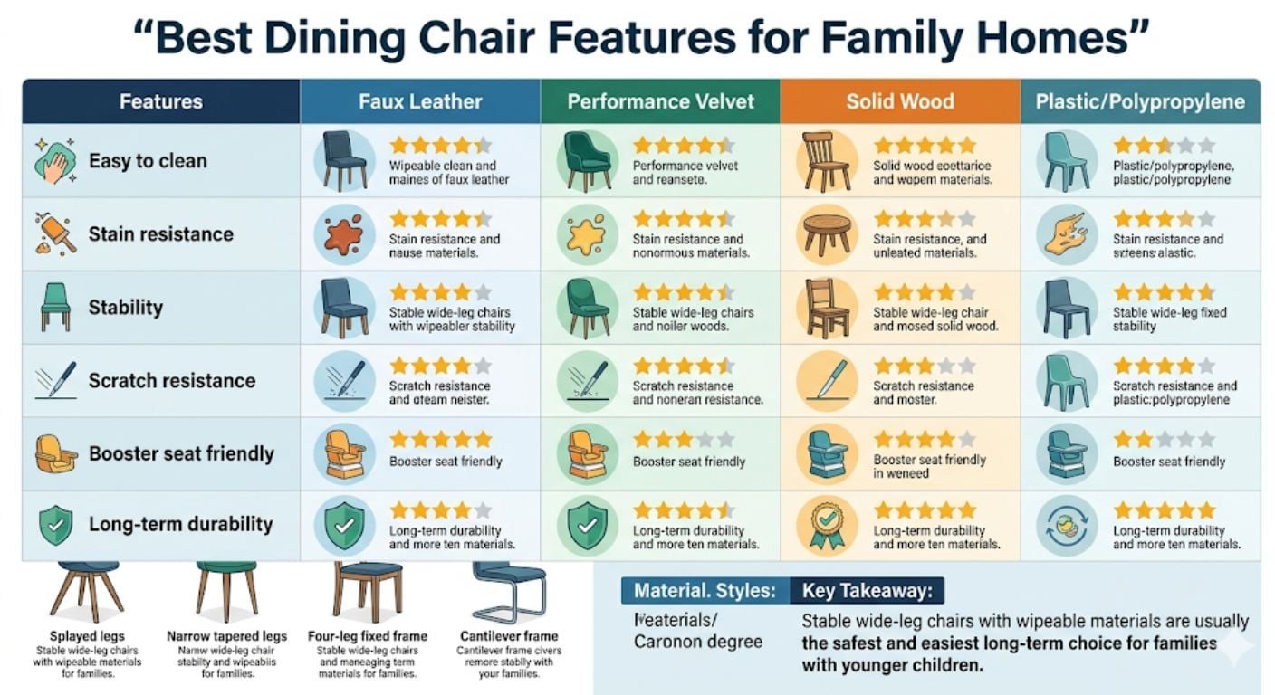 Child-Friendly Dining Chairs: Materials, Leg Styles & What to Avoid Infographic