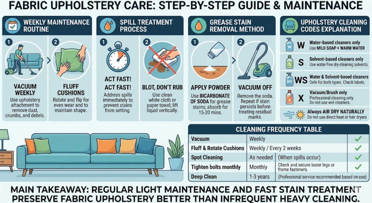 Cleaning Fabric Bar Stools Infographic