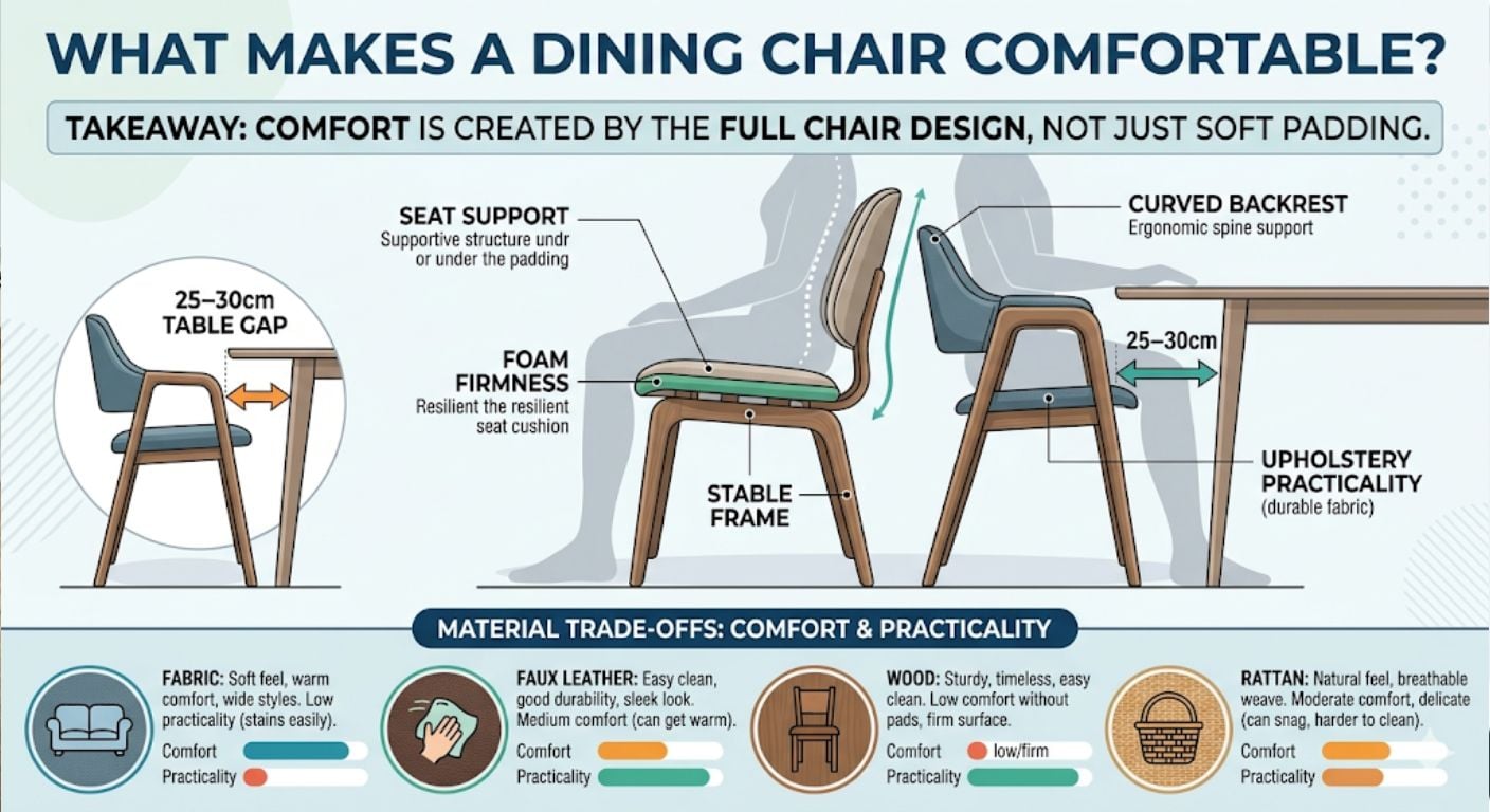what makes a dining chair comfortable 