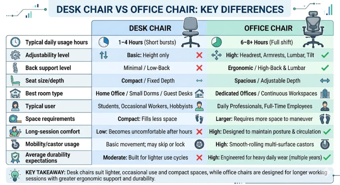 Desk Chair vs Office Chair: Whats the Difference Infographic