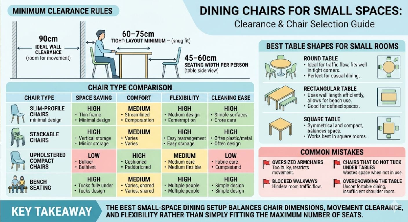 Dining Chairs for Small Spaces: Compact, Stackable & Space-Saving Options