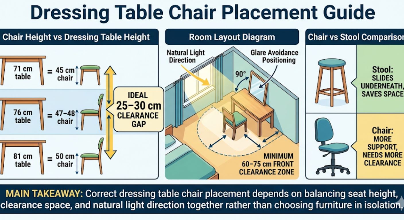 Dressing Room Chair Placement: Where to Put It for Height Infographic