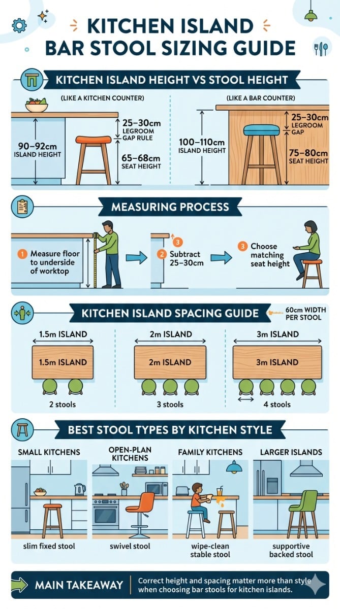What bar stools are best for kitchen islands infographic
