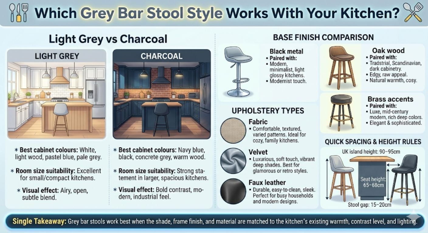 Grey Bar Stools: Kitchen Pairing Ideas ; What Works With Them