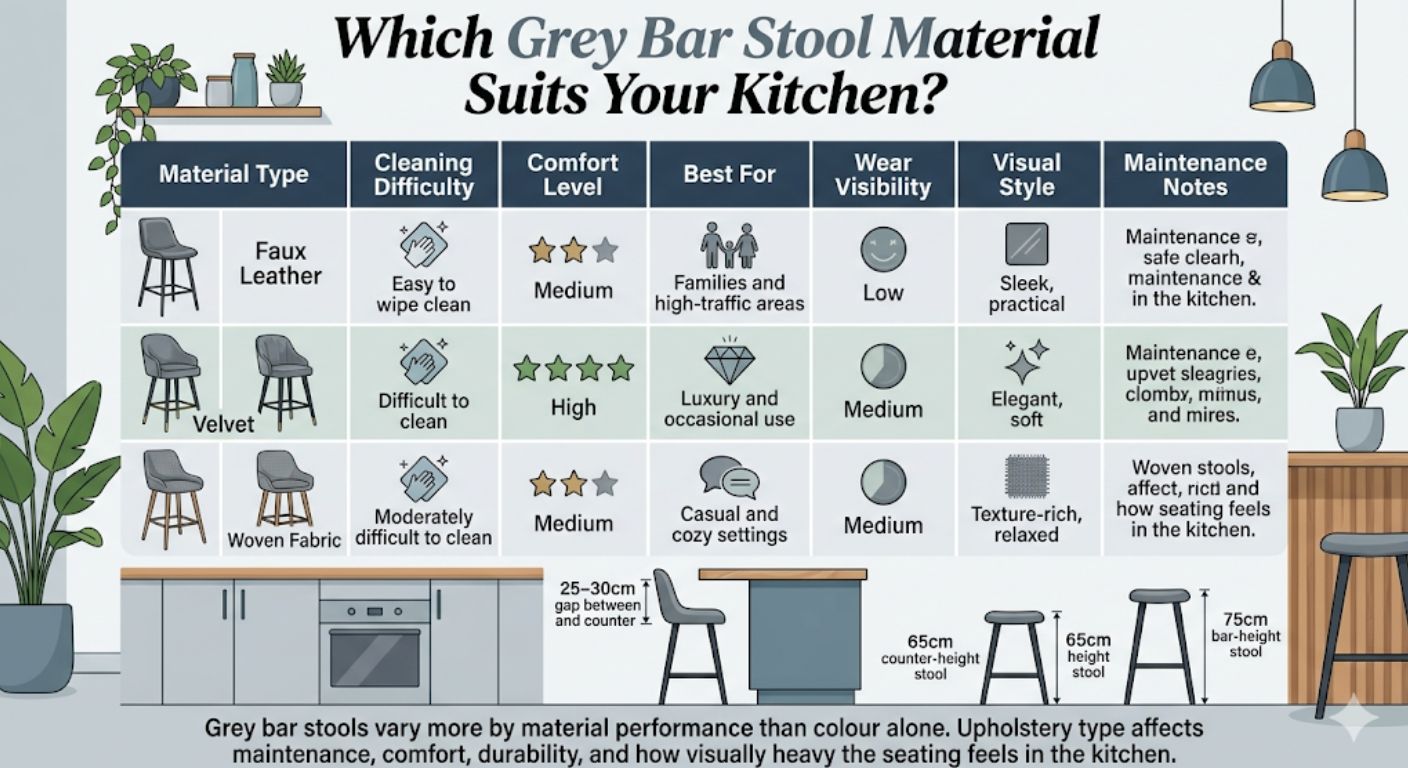 Grey Bar Stools: Styling & Material Guide