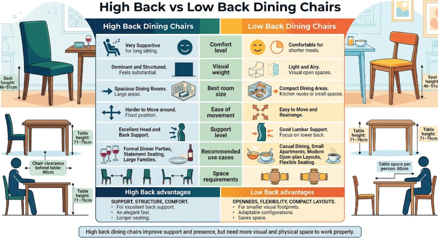High Back Dining Chairs: When They Work & When to Avoid Them Infographic