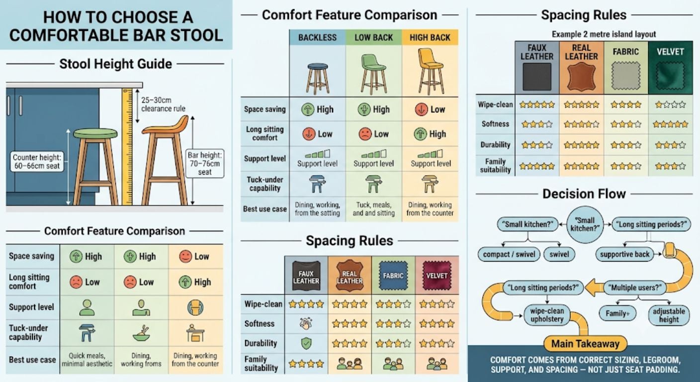 How to find a comfortable bar stool infogrpahic