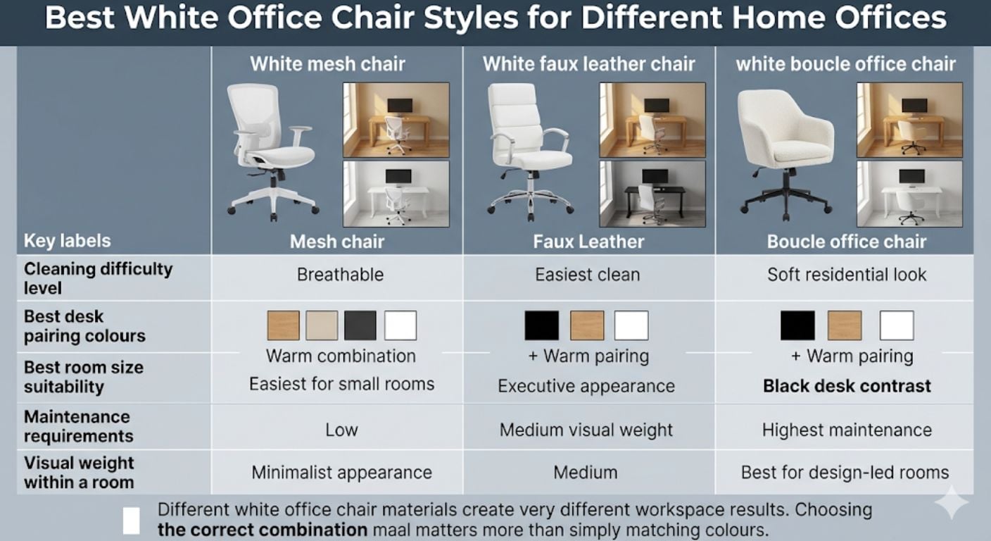 How to Style a White Office Chair in a Home Office Infographic